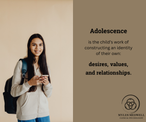 Adolescence is the child's work of constructing an identity of their own their own desires, values and relationship Myles Medwell Child and Adolescence Clinical Psychologist Richmond Melbourne