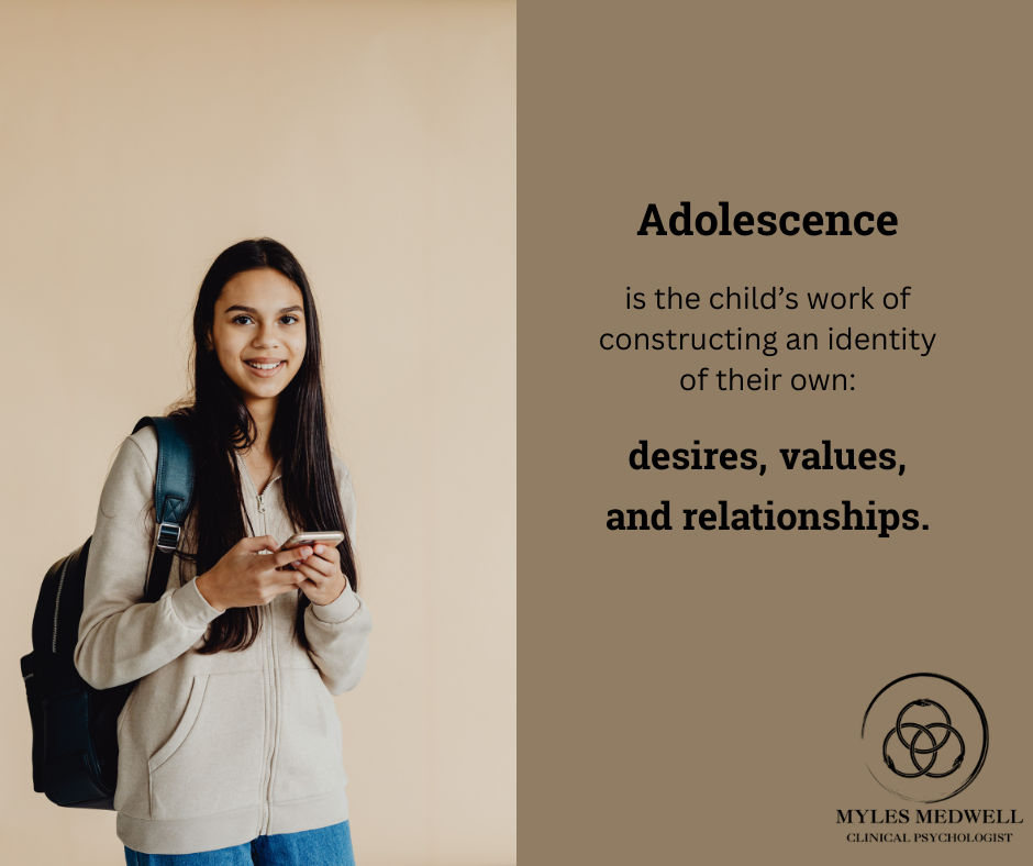 Adolescence is the child's work of constructing an identity of their own their own desires, values and relationship Myles Medwell Child and Adolescence Clinical Psychologist Richmond Melbourne